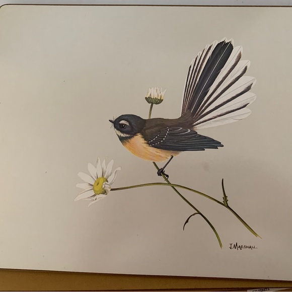 Vintage placemats by Milhurst New Zealand fine art Native Bird Series x 6 - Picture 10 of 14